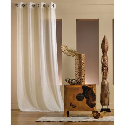 Linder Tenda in Voile Kaolin, con Occhielli e Motivo a Quadri Ecru Linder Tenda in Voile Kaolin, con Occhielli e Motivo a Quadri Ecru