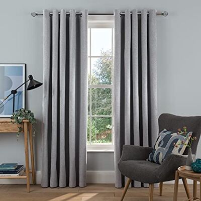 Sleepdown Tende oscuranti intrecciate con occhielli tonali, isolate termicamente, per camera da letto e soggiorno, 229 x 183 cm, 2 pannelli, colore: argento Sleepdown Tende oscuranti intrecciate con occhielli tonali, isolate termicamente, per camera da letto e soggiorno, 229 x 183 cm, 2 pannelli, colore: argento