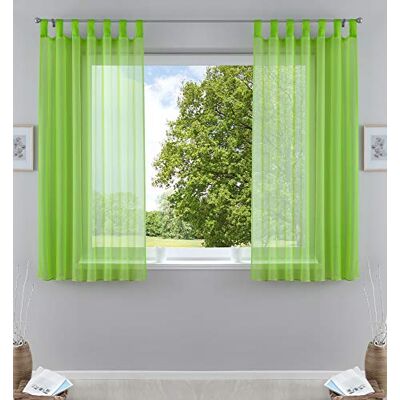 Gardinenbox 61000CN Set di 2 tende trasparenti per soggiorno, in voile, con passanti, con chiusura a nastro, 175 x 140 cm, colore: verde mela Gardinenbox 61000CN Set di 2 tende trasparenti per soggiorno, in voile, con passanti, con chiusura a nastro, 175 x 140 cm, colore: verde mela