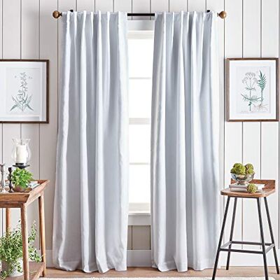 Martha Stewart Lido Linen Coppia di tende oscuranti per finestra, foderate in schiuma, con tasca per bastone/linguetta posteriore, 241,3 cm, colore: bianco Martha Stewart Lido Linen Coppia di tende oscuranti per finestra, foderate in schiuma, con tasca per bastone/linguetta posteriore, 241,3 cm, colore: bianco