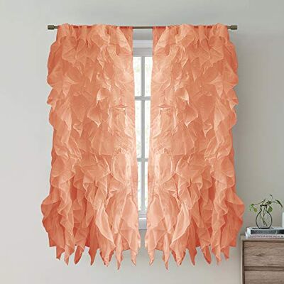 Sweet Home Collection 2 Tende Verticali Arricciate in Voile, 213 x 127 cm, Shabby Chic 63" x 50" Spice Sweet Home Collection 2 Tende Verticali Arricciate in Voile, 213 x 127 cm, Shabby Chic 63" x 50" Spice