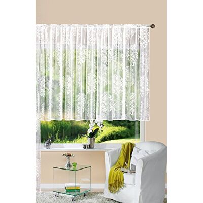Gardinenbox Tenda Store Jacquard Fabio, 175 x 300 cm, nastro arricciato universale, bianco, motivo circolare, trasparente, in voile, per soggiorno, 13143 Gardinenbox Tenda Store Jacquard Fabio, 175 x 300 cm, nastro arricciato universale, bianco, motivo circolare, trasparente, in voile, per soggiorno, 13143