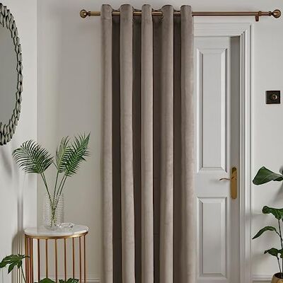 HOUSE LLEWELYN - BOWEN Laurence Llewelyn-Bowen Montrose Tenda oscurante in velluto con occhielli, 168 x 214 cm, colore: lino HOUSE LLEWELYN - BOWEN Laurence Llewelyn-Bowen Montrose Tenda oscurante in velluto con occhielli, 168 x 214 cm, colore: lino