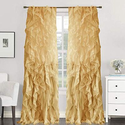 Sweet Home Collection Confezione da 2 tende verticali in voile, con increspature a cascata, poliestere, cammello, 50" W x 84" L (confezione da 1) Sweet Home Collection Confezione da 2 tende verticali in voile, con increspature a cascata, poliestere, cammello, 50" W x 84" L (confezione da 1)