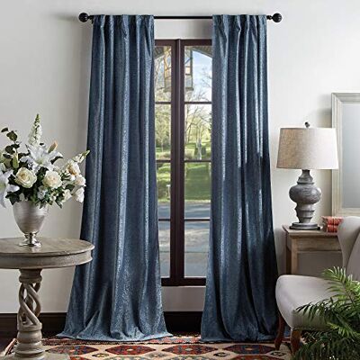Martha Stewart Naples Coppia di tende a pannello in ciniglia tinta unita, con passanti posteriori, 84, blu navy Martha Stewart Naples Coppia di tende a pannello in ciniglia tinta unita, con passanti posteriori, 84, blu navy