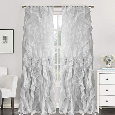 Sweet Home Collection Tende verticali a cascata increspate, voile, argento, 274,3 x 127 cm Sweet Home Collection Tende verticali a cascata increspate, voile, argento, 274,3 x 127 cm