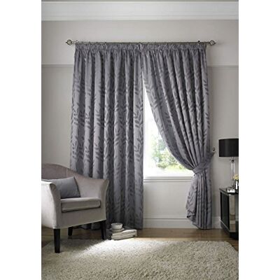 IT IDEAL TEXTILES Ideal Textiles Tivoli, tende foderate in argento, motivo jacquard con motivo floreale, 167,6 x 182,9 cm IT IDEAL TEXTILES Ideal Textiles Tivoli, tende foderate in argento, motivo jacquard con motivo floreale, 167,6 x 182,9 cm