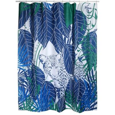 MSV Tenda da Doccia in Poliestere Rain Forest, 180 x 200 cm, Blu e Bianco, con Anelli Inclusi MSV Tenda da Doccia in Poliestere Rain Forest, 180 x 200 cm, Blu e Bianco, con Anelli Inclusi