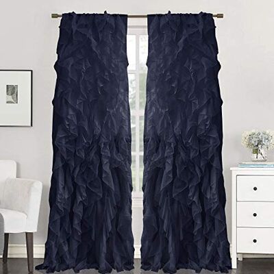 Sweet Home Collection Coppia di tende verticali in voile arricciato, 213,4 x 127 cm, blu navy 243,8 x 127 cm Sweet Home Collection Coppia di tende verticali in voile arricciato, 213,4 x 127 cm, blu navy 243,8 x 127 cm