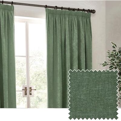 Tende in Velluto di Chenille Eucalipto - Tende Tende in Velluto di Chenille Eucalipto - Tende