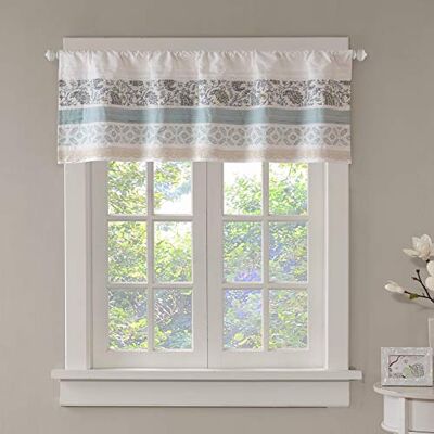 Madison Park Dawn Stampato e Pieced Rod Pocket Valance Blu 127 x 45,7 cm Madison Park Dawn Stampato e Pieced Rod Pocket Valance Blu 127 x 45,7 cm