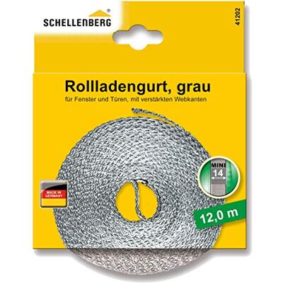 Schellenberg Cinghia per tapparelle, 14 mm x 12 m, colore: Grigio Schellenberg Cinghia per tapparelle, 14 mm x 12 m, colore: Grigio