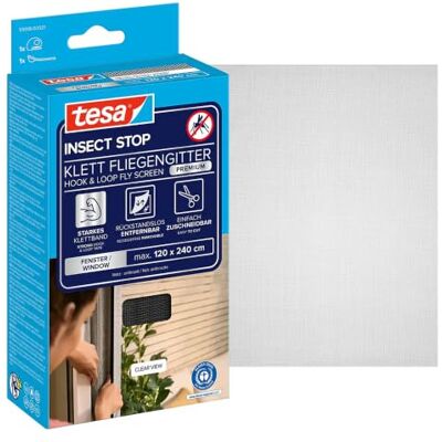 Tesa INSECT STOP Zanzariera a Strappo Premium 120 x 240 cm Grigia Zanzariera Ritagliabile per Finestre Nastro a Strappo Resistente, Rimovibile Senza Residui Trasparente Tesa INSECT STOP Zanzariera a Strappo Premium 120 x 240 cm Grigia Zanzariera Ritagliabile per Finestre Nastro a Strappo Resistente, Rimovibile Senza Residui Trasparente