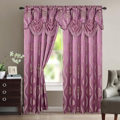 Elegant Comfort Aurora Jacquard Set di 2 tende effetto jacquard con mantovana, 137,2 x 213,4 cm, lilla Elegant Comfort Aurora Jacquard Set di 2 tende effetto jacquard con mantovana, 137,2 x 213,4 cm, lilla