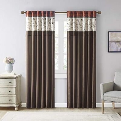 Madison Park Serene Borsa per tenda ricamata con filtro della luce, per camera da letto, soggiorno e dormitorio, 127 x 213 cm Madison Park Serene Borsa per tenda ricamata con filtro della luce, per camera da letto, soggiorno e dormitorio, 127 x 213 cm