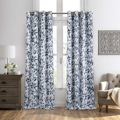 Elrene Home Fashions Cottagecore Tenda oscurante per finestra con stampa floreale e foglie, in lino, indaco, 132 x 241 cm (1 pannello) Elrene Home Fashions Cottagecore Tenda oscurante per finestra con stampa floreale e foglie, in lino, indaco, 132 x 241 cm (1 pannello)