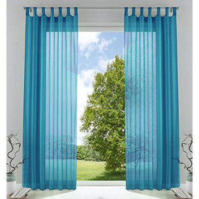 Gardinenbox 61000CN Set di 2 tende trasparenti per soggiorno, in voile, con chiusura a nastro, 225 x 140 cm, colore: turchese Gardinenbox 61000CN Set di 2 tende trasparenti per soggiorno, in voile, con chiusura a nastro, 225 x 140 cm, colore: turchese