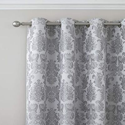 Catherine Lansfield damascato jacquard con occhielli, argento, 167,6 x 228,6 cm, Tessuto, Argento, 66x90 inch Catherine Lansfield damascato jacquard con occhielli, argento, 167,6 x 228,6 cm, Tessuto, Argento, 66x90 inch