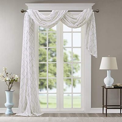 Madison Park Finestra Sciarpa, Bianco/Grigio, 50 x 216 Madison Park Finestra Sciarpa, Bianco/Grigio, 50 x 216