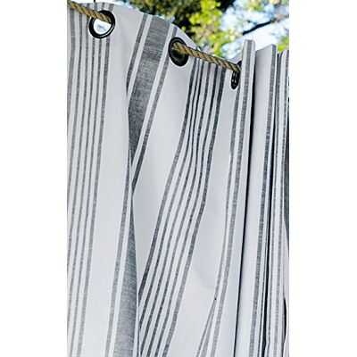 Linder BG/513/145/375FR-Tenda in Tela di Materasso con Occhielli, in Poliestere/Cotone, 145 x 265 cm, Bianco/Grigio, 145x265 Linder BG/513/145/375FR-Tenda in Tela di Materasso con Occhielli, in Poliestere/Cotone, 145 x 265 cm, Bianco/Grigio, 145x265