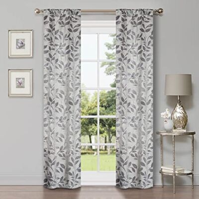 Superior Tende oscuranti, per finestra, per camera da letto, blocco solare, termiche, moderne tende bohémien, collezione foglie, set di 2 pannelli, con tasca per asta, 66 x 160 cm, grigio Superior Tende oscuranti, per finestra, per camera da letto, blocco solare, termiche, moderne tende bohémien, collezione foglie, set di 2 pannelli, con tasca per asta, 66 x 160 cm, grigio
