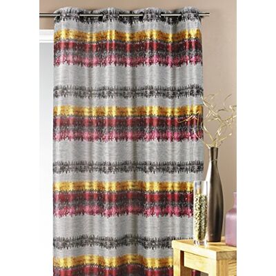 HomeMaison Tenda etnica in Jacquard a righe orizzontali Poliestere e Lino 8 occhielli Ø 4 cm Oscurante per camera da letto, soggiorno 140 x 260 cm Bordeaux HomeMaison Tenda etnica in Jacquard a righe orizzontali Poliestere e Lino 8 occhielli Ø 4 cm Oscurante per camera da letto, soggiorno 140 x 260 cm Bordeaux