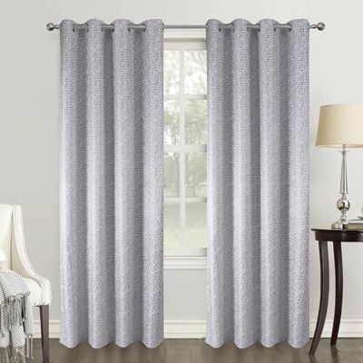 HomeMaison Coppia di tende oscuranti in stile geometrico poliestere motivo quadrato in rilievo per soggiorno camera da letto finestra 140 x 260 cm grigio chiaro HomeMaison Coppia di tende oscuranti in stile geometrico poliestere motivo quadrato in rilievo per soggiorno camera da letto finestra 140 x 260 cm grigio chiaro