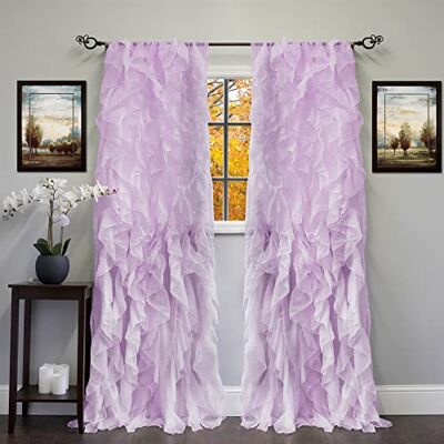 Sweet Home Collection Confezione da 2 tende verticali in voile, con increspature a cascata, lavanda, 50" W x 96" L (confezione da 1) Sweet Home Collection Confezione da 2 tende verticali in voile, con increspature a cascata, lavanda, 50" W x 96" L (confezione da 1)