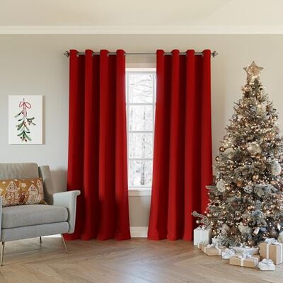 Sun Nordic Confezione da 2 tende a pannello con occhielli, riduzione del rumore, 100% oscuranti, 132 x 213 cm, colore: rosso Sun Nordic Confezione da 2 tende a pannello con occhielli, riduzione del rumore, 100% oscuranti, 132 x 213 cm, colore: rosso