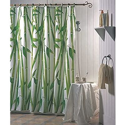 MSV Tenda da Doccia, Poliestere, Rivestimento Antibatterico, Anelli Inclusi, Lavabile a 30°C, Impermeabile, Tessuto Lavabile in Lavatrice, Tenda da Bagno, bambù Verde Scuro, 180 x 200 cm MSV Tenda da Doccia, Poliestere, Rivestimento Antibatterico, Anelli Inclusi, Lavabile a 30°C, Impermeabile, Tessuto Lavabile in Lavatrice, Tenda da Bagno, bambù Verde Scuro, 180 x 200 cm