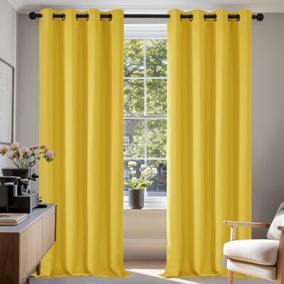 Deconovo Tende per Interni Oscuranti 2 Pezzi 240 CM Altezza, Tende Camera da Letto Coprente Moderne con Occhielli, 135x240 CM (Larghezza x Altezza), Giallo Deconovo Tende per Interni Oscuranti 2 Pezzi 240 CM Altezza, Tende Camera da Letto Coprente Moderne con Occhielli, 135x240 CM (Larghezza x Altezza), Giallo