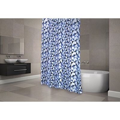 MSV Tenda da Doccia in Poliestere CALULA 180x200cm di qualità Premium Blu Anelli Inclusi MSV Tenda da Doccia in Poliestere CALULA 180x200cm di qualità Premium Blu Anelli Inclusi