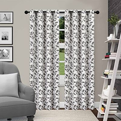 Superior Set di 2 Tende oscuranti con Motivo a Foglie, Isolamento Termico, Coppia con Occhielli nella Parte, Tende oscuranti in Tessuto Jacquard con Foglie, Disponibili in 4 Lunghezze, Superior Set di 2 Tende oscuranti con Motivo a Foglie, Isolamento Termico, Coppia con Occhielli nella Parte, Tende oscuranti in Tessuto Jacquard con Foglie, Disponibili in 4 Lunghezze,