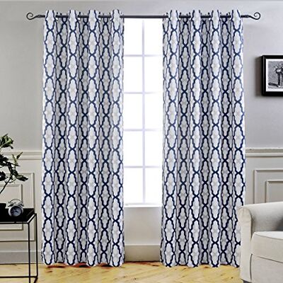 DriftAway Mason Tende termiche per finestre, motivo geometrico a traliccio, 2 pannelli ciascuno, 132 x 213 cm, colore: blu navy DriftAway Mason Tende termiche per finestre, motivo geometrico a traliccio, 2 pannelli ciascuno, 132 x 213 cm, colore: blu navy
