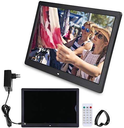 Wakects Cornice per foto digitale, 15,4 pollici, 1280 x 800 HD, 1280 x 800 HD, con telecomando, lettore video MP3 MP4, supporta USB e SD