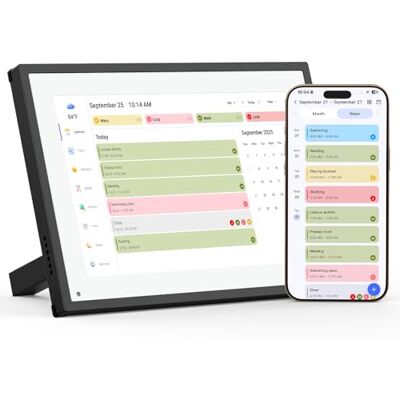 NEWYES Pianificatore digitale familiare Smart Frame da 10,1", con sincronizzazione app, calendario da tavolo intuitivo (1280 x 800), doppio Wi-Fi (2,4/5 GHz), cornice fotografica elettronica e pianificatore NEWYES Pianificatore digitale familiare Smart Frame da 10,1", con sincronizzazione app, calendario da tavolo intuitivo (1280 x 800), doppio Wi-Fi (2,4/5 GHz), cornice fotografica elettronica e pianificatore