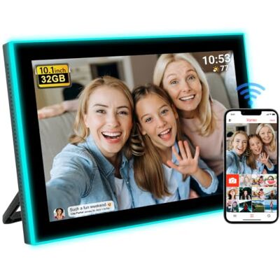 AKImart FRAMEO Cornice Digitale con Luce Neon 1280x800 HD IPS LCD Touch Screen Rotazione Automatica 32GB Memoria Supporta Unità USB/SD Card, Espandere la memoria, Condividi Momenti AKImart FRAMEO Cornice Digitale con Luce Neon 1280x800 HD IPS LCD Touch Screen Rotazione Automatica 32GB Memoria Supporta Unità USB/SD Card, Espandere la memoria, Condividi Momenti