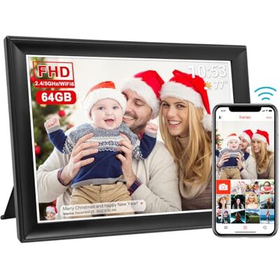 AKImart 64GB FRAMEO Cornice Digitale Smart WiFi da 10,5 Pollici 1920x1280 FHD IPS LCD Touch Screen, Rotazione Automatica, 64GB di Memoria, Supporto Scheda SD e USB, Condividi Momenti Istantanei Ovunque AKImart 64GB FRAMEO Cornice Digitale Smart WiFi da 10,5 Pollici 1920x1280 FHD IPS LCD Touch Screen, Rotazione Automatica, 64GB di Memoria, Supporto Scheda SD e USB, Condividi Momenti Istantanei Ovunque