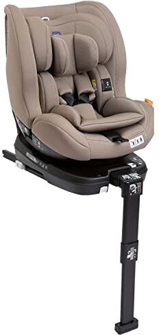 Chicco Seat3Fit i-Size Seggiolino Auto (40-125 cm) ISOFIX Girevole a 360° e Reclinabile, Bambini 0-7 Anni con Cuscino Riduttore, Poggiatesta Regolabile, Protezioni Laterali, Beige