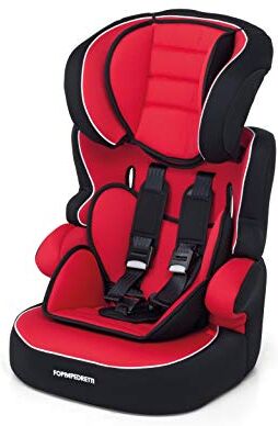 Foppapedretti Seggiolino Auto Babyroad, Gruppo 1-2-3 (9-36 Kg), per bambini da 9 mesi a 12 anni, conforme ECE R44, Fissaggio a 5 punti, Sedile Anatomico, Imbottitura Sfoderabile e Lavabile, Rosso