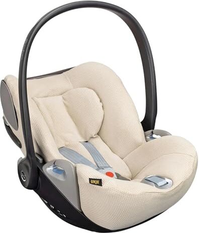 UKJE Copertura Protettiva per Seggiolino Auto  Compatibile con Cybex Cloud Z Protezione per Porta Bebè Copertura in Cotone Traspirante per Seggiolino Auto per Neonati (Beige Waffle)