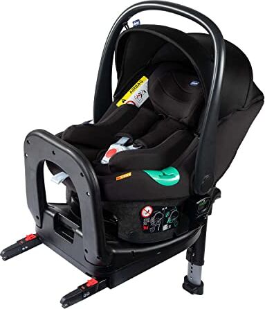 Chicco Kiros Evo i-Size, Seggiolino Auto 40-78 cm, Isofix Gruppo 0+ per Bambini da 0 a 15 Mesi, Ovetto Neonato con Cuscino Riduttore, Aggancia ai Passeggini Compatibili, Nero