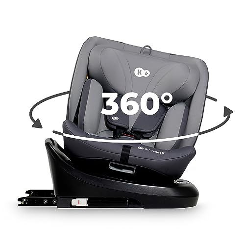 kk Kinderkraft Kinderkraft I-GROW Seggiolino auto 0-36 kg, I-SIZE 40-150 cm, Seggiolino 360 girevole, con Isofix Base, Reclinabile Posizione sdraiata, Poggiatesta regolabile, Gruppo 0 1 2 3, Grigio