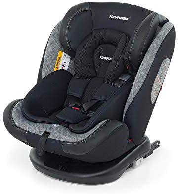 Foppapedretti Seggiolino Auto Iturn, Gruppo 0/1/2/3 (0-36 Kg), Seduta Girevole a 360°, per bambini dalla nascita a 12 anni, Dualfix (Isofix e non), conforme ECE R44, Seduta Reclinabile, Carbon