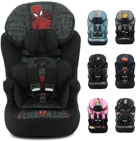 nania Seggiolino auto con cintura RACE I 76-140 cm R129 i-Size Per bambini da 3 a 10 anni Poggiatesta regolabile in altezza Base reclinabile Made in France (Spiderman)