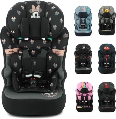 nania Seggiolino auto con cintura RACE I 76-140 cm R129 i-Size Per bambini da 3 a 10 anni Poggiatesta regolabile in altezza Base reclinabile Made in France (Minnie)