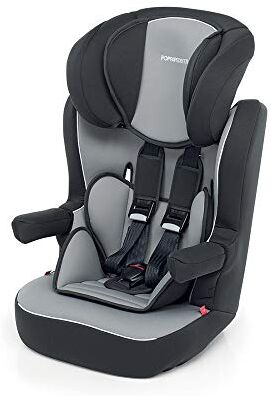 Foppapedretti Seggiolino Auto Express, Gruppo 1/2/3 (9-36 Kg), per bambini da 9 mesi a 12 anni, Fissaggio a 5 punti, conforme ECE R44, Seduta Reclinabile, Riduttori Poggiatesta, Grigio