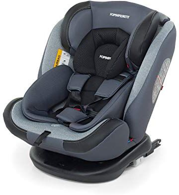 Foppapedretti Iturn DuoFix Seggiolino Auto Gruppo 0+/1/2/3 (0-36 Kg) per Bambini dalla nascita fino a 12 Anni circa, Grigio (Silver)