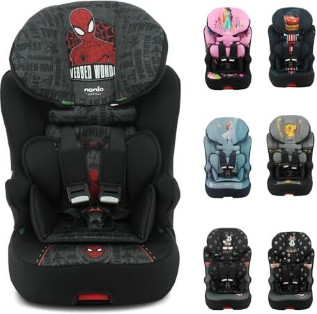 nania Seggiolino auto isofix RACE I FIX 76-140 cm R129 i-Size Per bambini da 3 a 10 anni Poggiatesta regolabile in altezza Base reclinabile Made in France (Spiderman)