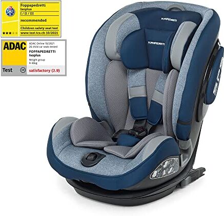 Foppapedretti Seggiolino Auto IsoPlus, Gruppo 1/2/3 (9-36 Kg), per bambini da 9 mesi a 12 anni, Fissaggio Dualfix (Isofix e non), conforme ECE R44, Sistema Protezione Impatto Laterale, Sky